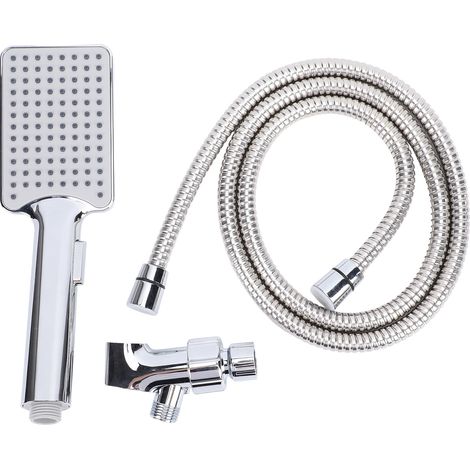 Pommeau de douche portable haute pression avec 2 modes de jet, flexible et support inclus, pour une utilisation domestique économique en eau. (1/5)
