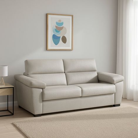 Sofá cama 2 plazas Fisciano, desenfundable, con almacenamiento Made in Italy, apertura abatible, 205x95 cm beige (1/5)