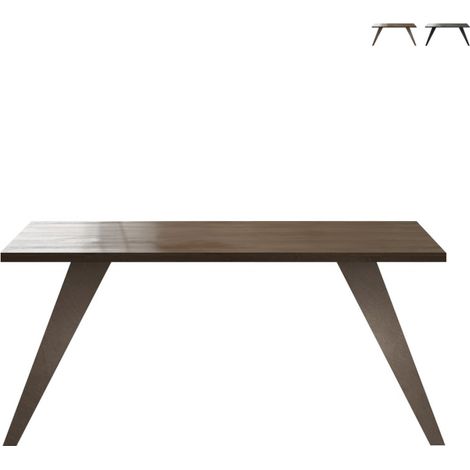 Tavolo da pranzo cucina design moderno 180x90cm gambe in ferro Eagan - Marrone