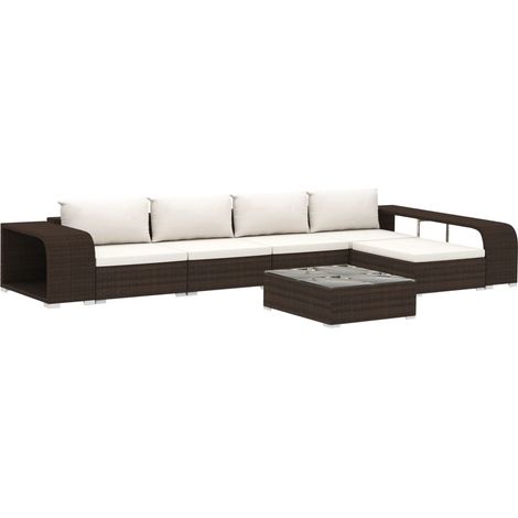 Set muebles de jardín 8 piezas y cojines ratán sintético marrón vidaXL (1/5)