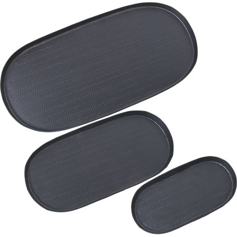 Set von 3 schwarz geschnitzten Aluminiumtabletts 21X11+30x15+40x20x1.5cmpour Alle Stile, um dem Haus eine Note zu verleihen (1/4)