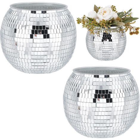 2 Pièces Vase Boule Disco 150x130mm en Verre Miroir Porte Bougies Jardinière Boule Disco Pièce Centrale Décor pour Chambre Salle À Manger Mariage Anniversaire Fête (1/5)