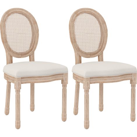 2er-Set Esszimmerstühle Küchenstühle, Vintage Design, Wienergeflecht-Optik, Natur + Creme