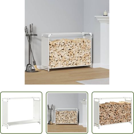 vidaXL Rangement bois - Portant de bois chauffage blanc 90x28x65 cm (1/5)