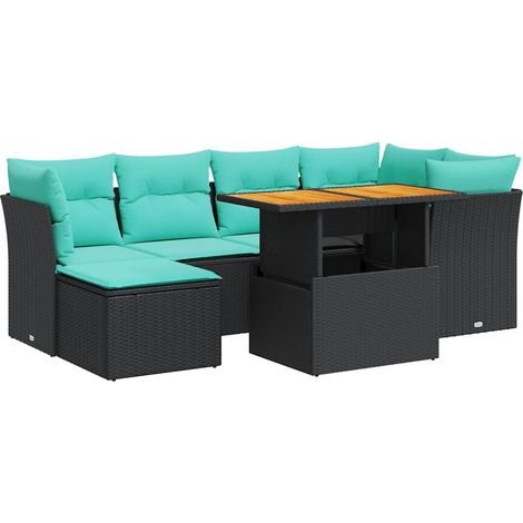 vidaXL Set Divani da Giardino con Cuscini 7pz Nero Polyrattan (1/5)