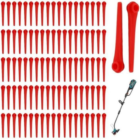 100 Replacement Blades for Lawn Mower and Trimmer 70mm, Compatible with Gardena EasyCut ComfortCut SmallCut Li-23R (1/5)