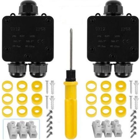 Boîte de Jonction Étanche IP68, 2 Pièces Boîte de Dérivation Electrique Exterieure Etanche, Connecteur de Câble Électrique à 3 Voies pour Câble Ø 4-15mm (1/5)