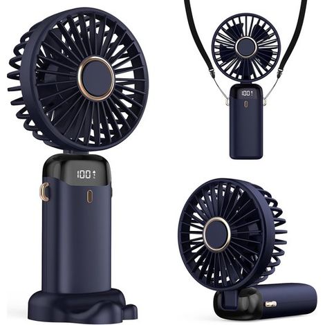 Ventilador portátil USB de 4200 mAh con pantalla LED,3 en 1: ventilador de mano,plegable e inclinable 90°,ideal para el verano (1/5)