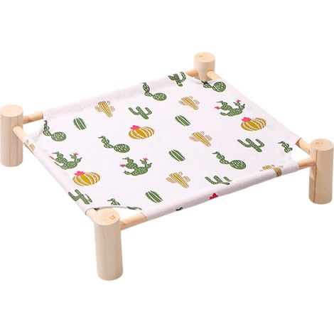 1 lit pour chat, structure surélevée en bois, tissu respirant, usage intérieur et extérieur, adapté aux chats et chiens de taille moyenne (1/5)