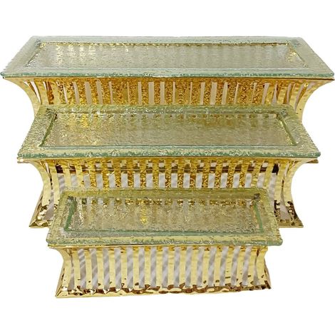 Lot de 3 Présentoirs de Buffet Dorés Supports à Dessert pour Événements 135201 - PANGIVO (1/3)