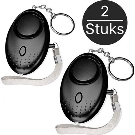 Alarme de poche personnelle - Avec lampe de poche - Sirène d'autodéfense - Lot de 2 - Noir et rose (1/5)