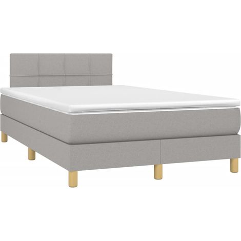 Struttura letto LED con coprimaterasso testiera boxspring 120x200 cm tessuto grigio chiaro TDL0207888