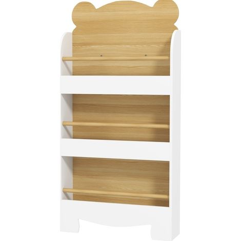 CHICFURN Libreria per bambini 55x15x110 cm in legno bianco, porta libri e giocattoli (1/5)