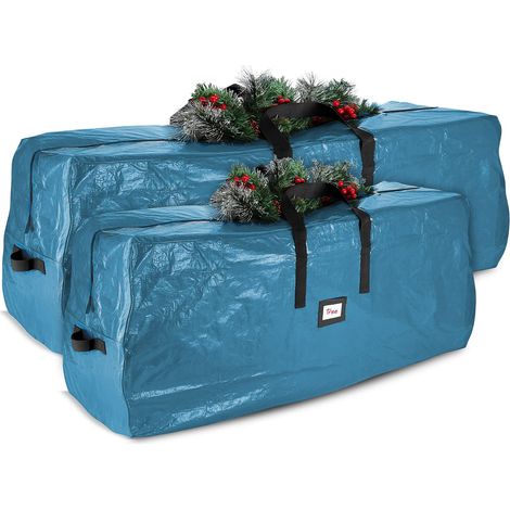 Boîte de rangement imperméable pour sapin de Noël en plastique PE, bleu, 2,3 m - 2,7 m (1/5)