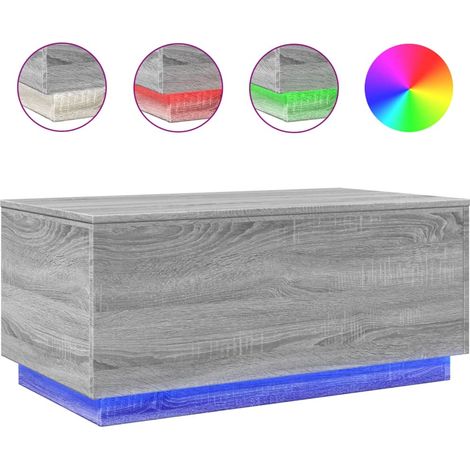 Maison Exclusive - Mesa de centro con luces LED gris Sonoma 90x50