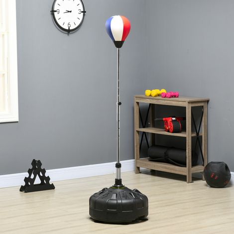 Punchingball de pie (Ø48 x 147-165 cm), altura regulable, base rellenable, cuero aglomerado rojo (1/5)