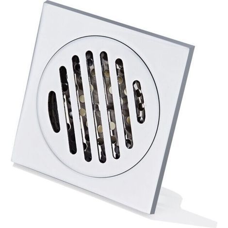 Grille douche anti cheveux siphon de sol en acier inoxydable – Drain carré 100mm – Sortie centrale haut débit – Anti-odeur pour salle de bain - BAIN 100 X (1/5)