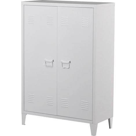 Casier de bureau armoire meuble de rangement pour bureau atelier chambre acier de bureau métallique à 2 portes 110 x 75 x 33 cm blanc (1/5)