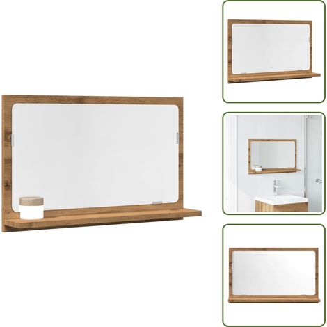 Badspiegel mit Ablage Artisan-Eiche 60x11x37 cm Holzwerkstoff - Badspiegel - Bad Spiegel - Badezimmerspiegel - Badezimmer Spiegel (1/5)