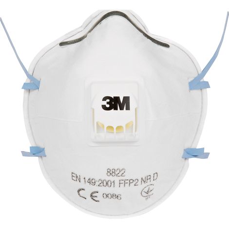 Masque respiratoire jetable 3M FFP2, avec soupape série 8000, avec clip nasal réglable ( Prix pour Boîte de 10 )