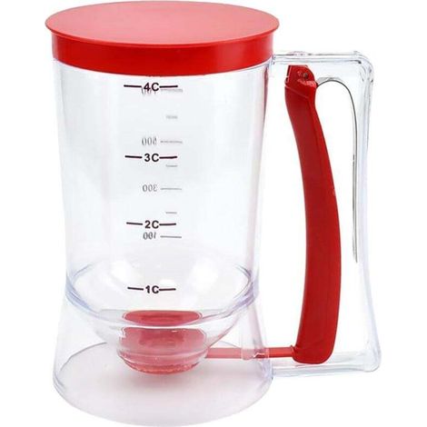 Distributeur de pâte à crêpes, tasse à mesurer, entonnoir, outil de cuisson rouge pour gâteaux, cupcakes et pancakes (1/5)