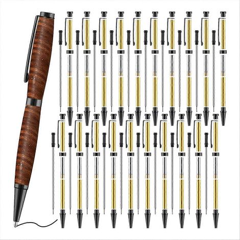 Ensemble de 20 stylos fins de 7 mm avec recharges, kit de stylos rotatifs en bois, fournitures pour tour à bois, bricolage, cuivre, amis, enseignants, étudiants, C (1/5)