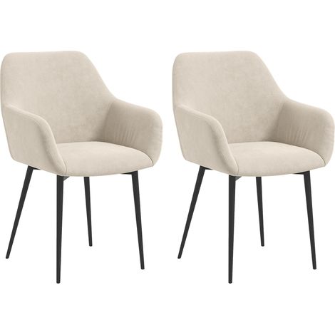 Set 2 Sedie Imbottite Stile Nordico 54x57x80 cm Tessuto Effetto Velluto Crema (1/5)