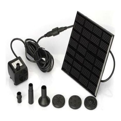 Pompe solaire 7V 1.2W pour fontaine – Débit 200L/h – Hauteur de levage 110 cm – 6 buses pour pulvérisation personnalisée (1/5)