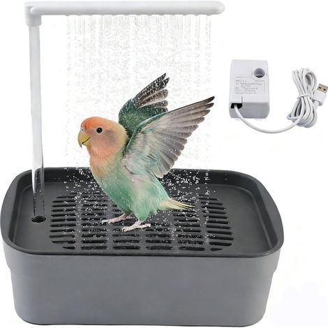 Papageienbad - Automatisches Vogelbad für Käfigvögel - Elektrisches Papageienbad - Vogelbad mit Dusche für Papageien - Automatische Badewanne - Vogeldusche mit Wasserpumpe - Für alle Vögel geeignet (1/5)