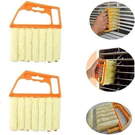 Linghhang – Spazzola per la pulizia di persiane veneziane – Set da 2 pezzi – Manico in fibra e ABS – Pulisce efficacemente 7 lamelle contemporaneamente (1/5)