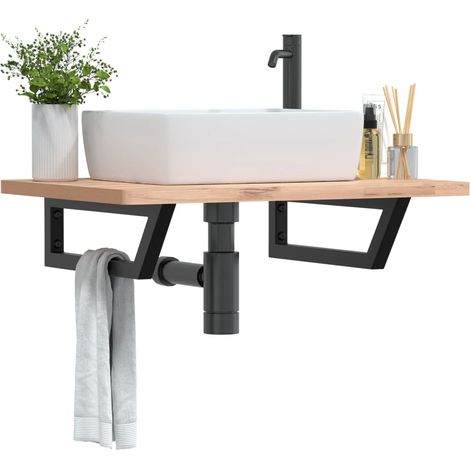 Soportes estante de lavabo 2 unidades trapecio acero negro vidaXL