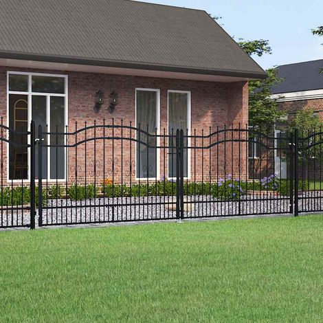 Portail et sommet de lance Portail de jardin Moderne - Portail de Clôture Noir 406x173 cm Acier enduit poudre BV232308 - BonneVie (1/5)