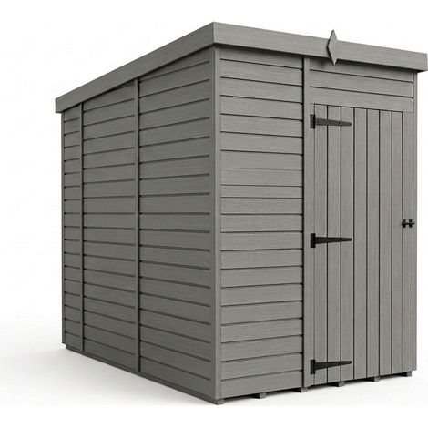 5ft x 10ft Composite Pent Garden Shed Single Door No Windows - Composite - L152 x W305 x H210 cm - Grey