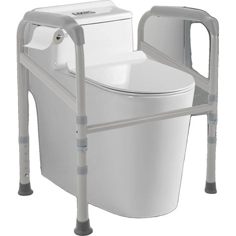 Barra de seguridad para inodoro, altura ajustable de 65 a 86 cm, acero al carbono y PE, carga máxima 200 kg, antideslizante, diseño ergonómico. (1/5)