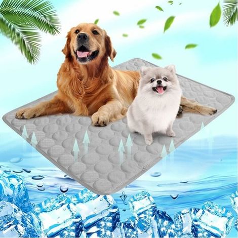 (60 x 50 cm) Cooling mat for dogs and cats - For summer - Self-cooling - Washable - Waterproof cooling cushion - Non-slip - Comfortable - Grey (1/5)
