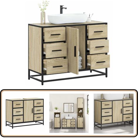 vidaXL Armoire lavabo de salle de bain chêne sonoma bois d'ingénierie