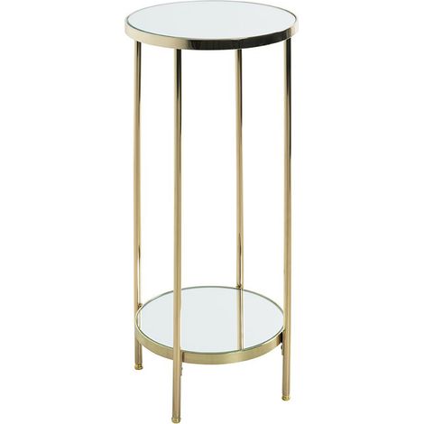 Porte-plantes ronde en en métal coloris doré et verre -diamètre 29 x hauteur 66 cm (1/4)