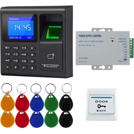 Kit de Système de Contrôle d'Accès de Porte RFID d'Empreintes Digitales de Mot de Passe de Carte,Clavier de Sécurité à Domicile,Bouton de Sortie,10 Porte-clés (Without Lock) (1/5)