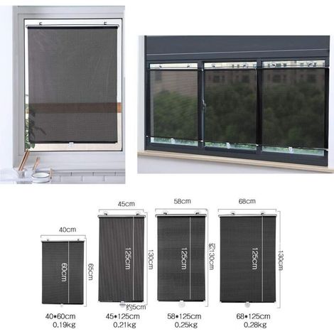 Store à ventouse pour fenêtre, Protection solaire, Brise-vue et protection solaire, Pare Soleil Rouleau Occultant pour Salon Cuisine Bureau Voiture FenêTre Rideau Perforé Gratuit, 45 x 125 cm (1/4)