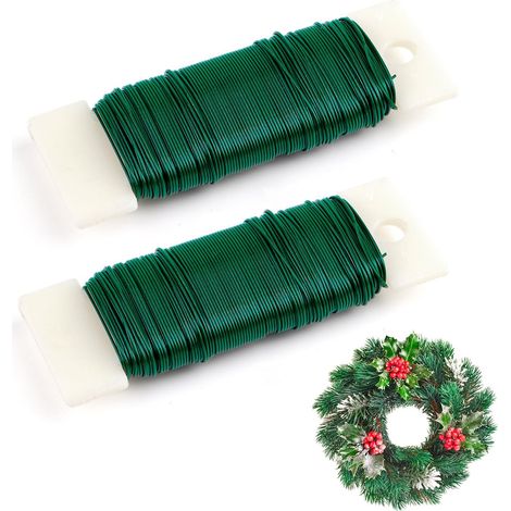 Fil de Fer Vert Foncé 35M par Rouleau, 2PCS, pour Jardinage et Créations Bricolage, Souple Loisir Créatif