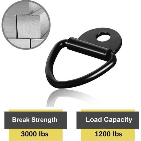 Zurrring, 6 Stück, D-Ring-Anker, 85 x 63 mm, schwarz, robuste Zurrringe, Tragkraft 550 kg, für Anhänger, schwere Ausrüstung, Ladungssicherung (1/3)