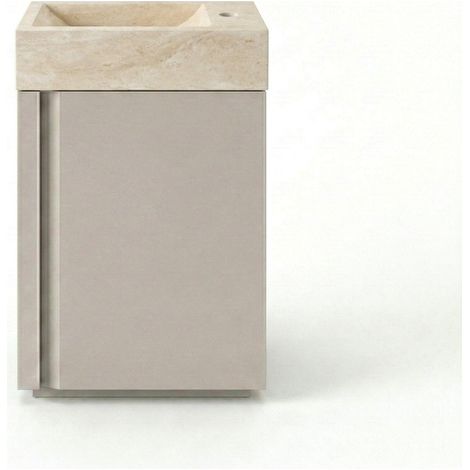 Saniclass Chaci Ensemble lave-mains - 40x65cm - 1 porte - 1 trou de robinet - droit - lave-mains travertin - coton mat (beige)