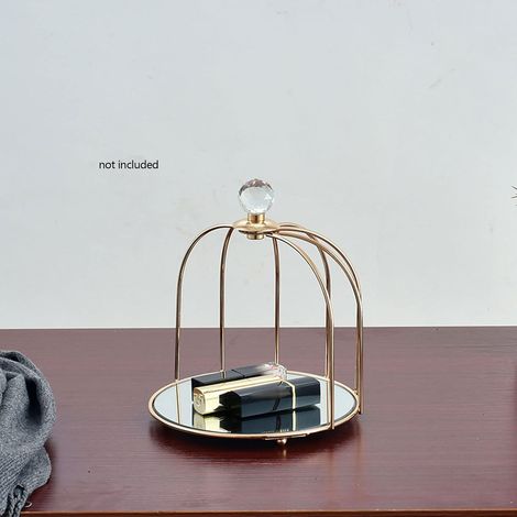 Birdcage-shaped Vanity Dresser Organizer Tray, Jewelry Trinket Makeup Tray Nordic Shelf Bird Cage Display Stand Perfume Storage Rack Golden 18  22cm (1/5)