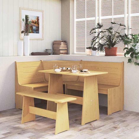 vidaXL Banco de esquina REINE madera maciza de pino marrón miel 151 cm (1/5)