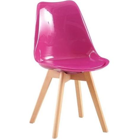ORION91 Draco Chair Fuchsia Faux Leather Upholstered Beech Wood Dining Room Chair 54x81x48cm for Office Kitchen Living Room - Ergonomic Modern Design (1/5)