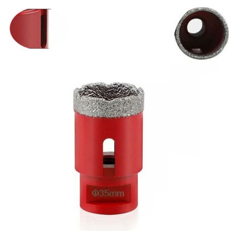 Pair Forets Diamant 35mm Brasé Sous Vide Trépans avec Filetage M14 pour Perçage à sec en Porcelaine Carrelage Granit Marbre (1/5)
