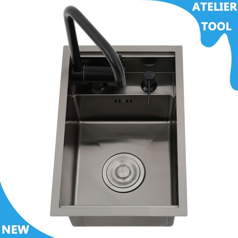 ATELIER Évier en acier inoxydable avec robinet Évier de cuisine intégré Évier de cuisine dissimulé (1/5)