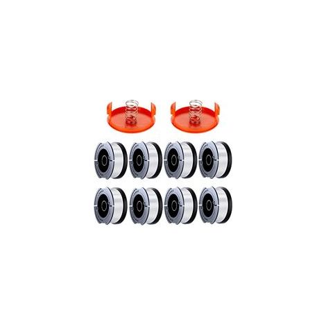10 Pack Bobine Fil Coupe Bordure Compatible avec Black et Decker Coupe Bordures, A6481 A6485 1.65mm Bobine de Fil Debroussailleuse(8 Fil Coupe Bordure,2 Couvercle,2 Ressort) (1/5)