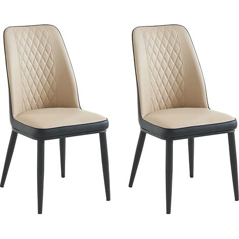 Lot de 2 chaises en simili et métal - Beige et anthracite - MILDURA (1/5)