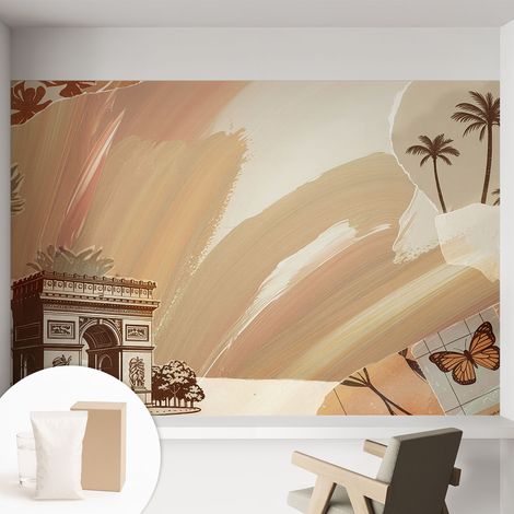 Papier peint intissé décoratif avec colle pour salon chambre et bureau Installation rapide Voyage exotique 152x104 cm (1/5)